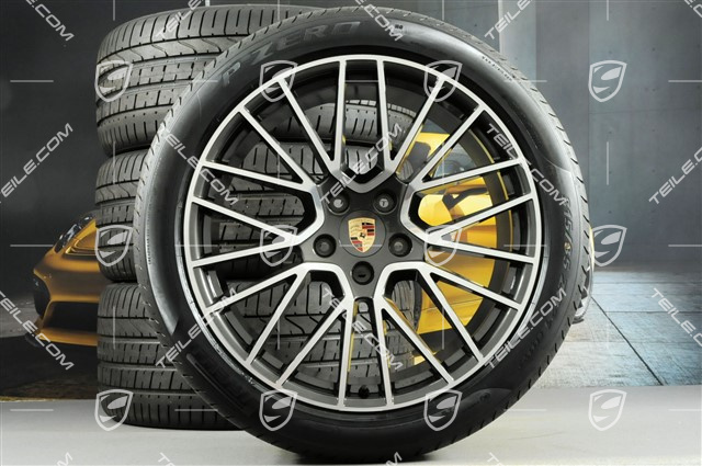21-inch Cayenne RS Spyder summer wheel set, rims 9,5J x 21 ET46 + 11,0J x 21 ET58 + NEW Pirelli P Zero summer tyres 285/40 R21 + 315/35 R21, with TPMS