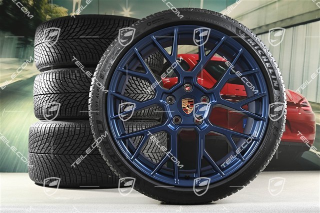 20"+21" RS Spyder Design Winterrädersatz, Felgen 8,5J x 20 ET50 + 11J x 21 ET82 + NEUE Michelin Winterreifen 245/35 R20 + 305/30 R21, mit RDK-Sensoren, Indigoblau