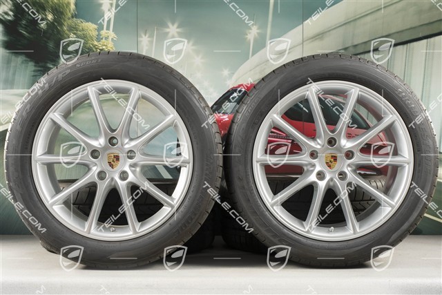 20" Cayenne Coupé Design Sommerräder Satz, Felgen 9J x 20 ET50 + 10,5J x 20 ET55 + NEUE Bridgestone Dueler H/P Sport Sommerreifen 275/45 R20 + 305/40 R20, mit RDK-Sensoren