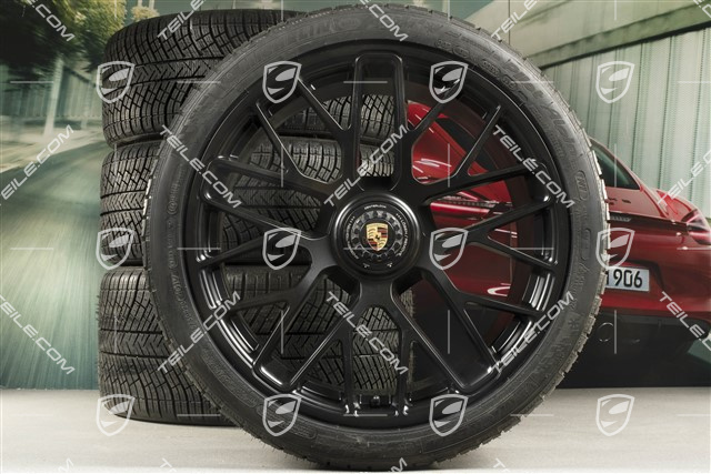 20" Turbo S Koła zimowe komplet do Turbo S / GTS, centralnie mocowane, felgi 8,5J x 20 ET51 + 11J x 20 ET59 + NOWE opony zimowe Michelin Pilot Alpin PA4 N1 245/35 R20+295/30 R20, czujniki ciśnienia, czarny półmat satyna