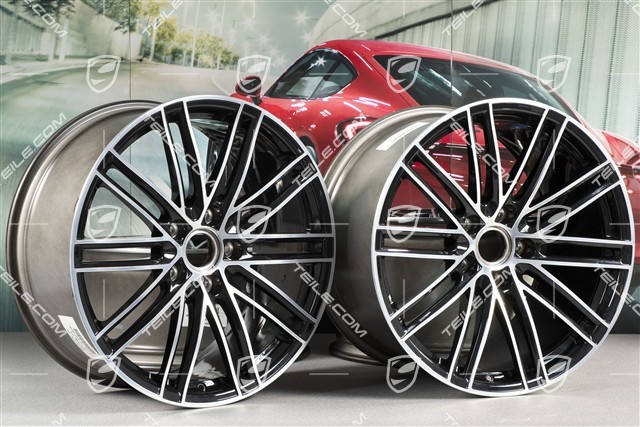20" komplet felg Turbo IV, 8,5J x 20 ET49 + 11,5J x 20 ET56, czarny wysoki połysk