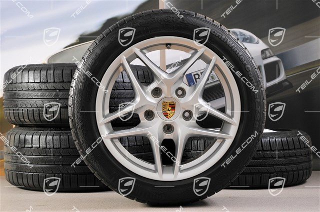 17" Komplet kół zimowych Boxster III, przednie felgi 7J x 17 ET55 + tylne 8,5J x 17 ET40 + opony 205/55 R17 + 235/50 ZR17, bez czujników RDK
