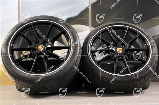 20" summer wheels set Carrera S III, rims 8.5J x 20 ET51 + 11J x 20 ET52 + NEW Pirelli P Zero summer tyres 245/35 ZR20 + 305/30 ZR20, with TPMS sensors, high-gloss black