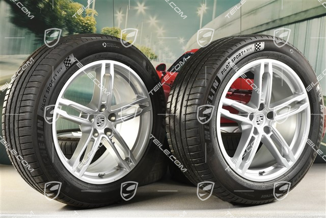 19-inch "Macan Turbo" summer wheels set, rims 8,5J x 19 ET21 + 9J x 19 ET21, summer tyres Michelin 235/55 R 19 + 255/50 R 19, with TPMS