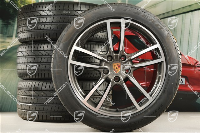 20-inch Cayenne Sport summer wheel set, rims 9J x 20 ET50 + 10,5J x 20 ET64 + NEW Pirelli summer tyres 275/45 R20 (110)Y XL + 305/40 R20 (112)Y XL, with TPMS