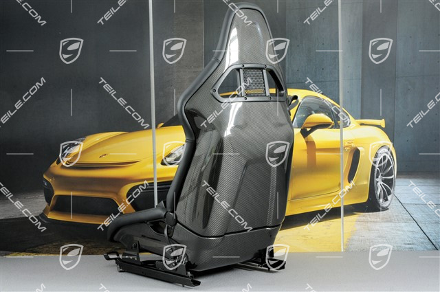 Sportowy fotel kubełkowy dla pasażera, składany, podgrzewane, czarna skóra z herbem Porsche, R