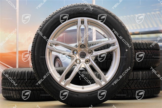 19" "Macan Turbo" Winterräder Satz, Felgen 8J x 19 ET21 + 9J x 19 ET21 + NEUE Pirelli Winterreifen 235/55 R19 + 255/50 R19 (0 km), mit RDK-Sensoren