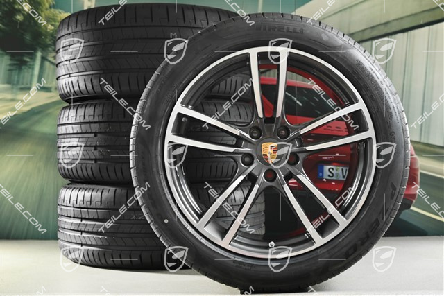 21-inch Cayenne Turbo summer wheel set, rims 9,5J x 21 ET46 + 11,0J x 21 ET49 + NEW Pirelli P Zero summer tyres 285/40 R21 + 315/35 R21