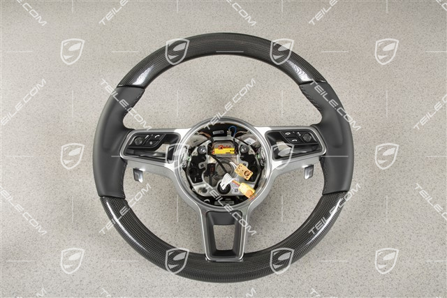 Multifunction steering wheel, PDK, Leather/Carbon, Heated, Black