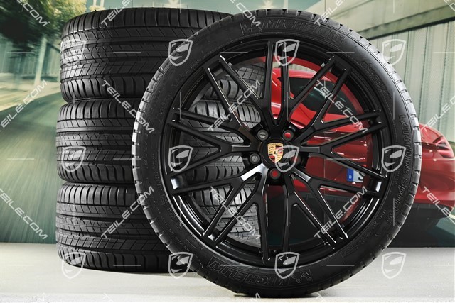 21" RS Spyder Design II Sommerräder, Felgen 9,5J x 21 ET27 + 10J x 21 ET19 + NEUE Michelin Sommerreifen 265/40 R21 + 295/35 R21, mit RDK-Sensoren, schwarz seidenmatt