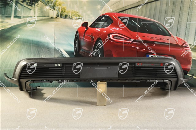 Turbo, Stossfänger  hinten, Blende / Unterteil, mit Löcher für Rückfahrkamera, Schwarzmatt