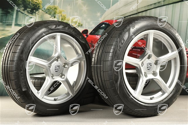 18" Boxster IV koła letnie, komplet, felgi 8J x 18 ET57 + 9,5J x 18 ET49, opony letnie Pirelli P Zero 235/45 R18 + 265/45 R18