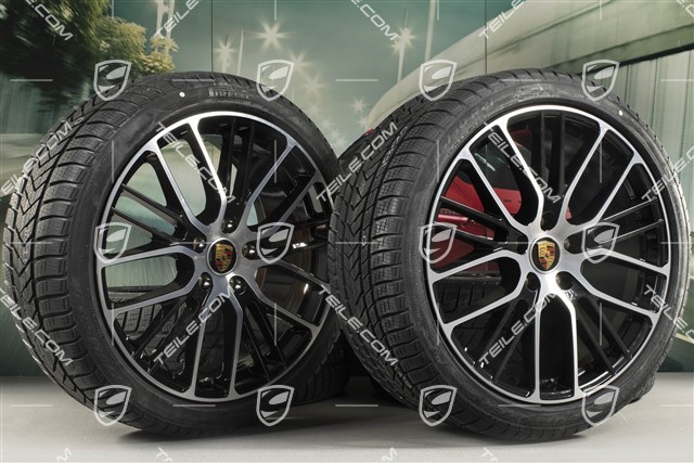 21" Koła zimowe, komplet "Exclusive Design Sport", felgi 9,5 J x 21 ET71 + 10,5 J x 21 ET71 + NOWE opony zimowe Pirelli Sottozero III 275/35 R21 + 315/30 R21, czarny wysoki połysk