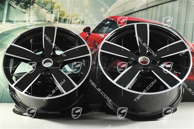 22" Cayenne Coupé Sport Classic Felgensatz, Felgen 10J x 22 ET48 + 11,5J x 22 ET52, schwarz hochglanz