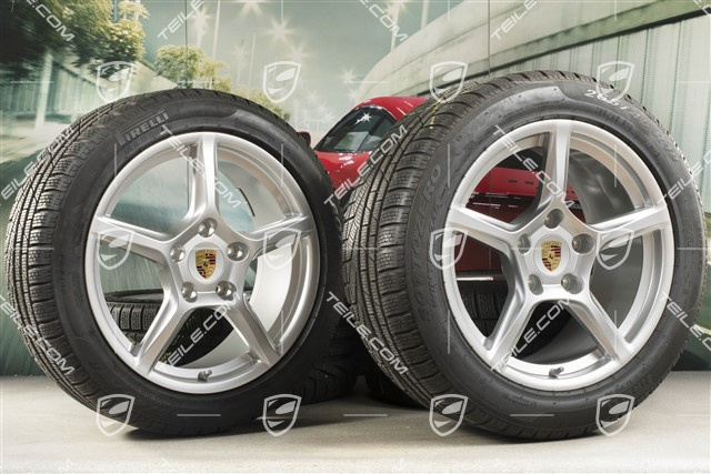 18" Boxster Winterräder Satz, Felgen 8J x 18 ET57 + 9,5J x 18 ET49, Pirelli Sottozero II Winterreifen, DOT/Bj. 2017, Reifenprofil 6mm, mit RDK-Sensoren