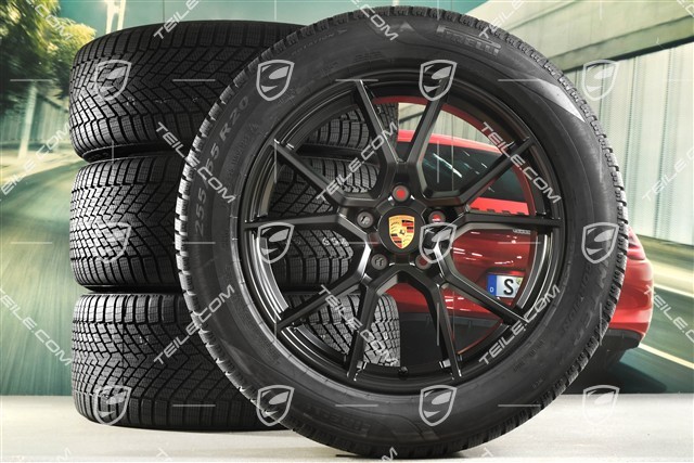 20-inch Cayenne S winter wheel set, rims 9J x 20 ET50 + 10,5J x 20 ET55 + Pirelli winter tyres 255/55 R20 + 295/45 R20, with TPMS, black satin matt