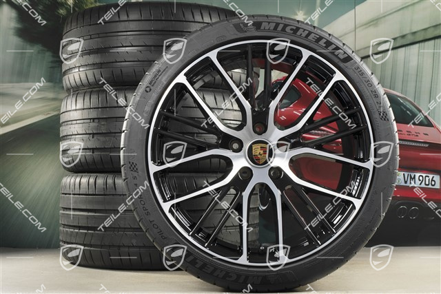 21-inch Panamera Exclusive Design Sport summer wheel set, wheel rims 9,5J x 21 ET71 + 11,5J x 21 ET69 + NEW Michelin summer tyres 275/35 R21 + 315/30 R21, with TPMS, black high gloss
