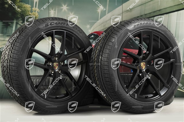 20-inch "Macan S" winter wheels set, rims 9J x 20 ET26 + 10J x 20 ET19, Pirelli winter tyres 265/45 R 20 + 295/40 R 20, black satin matt, with TPMS