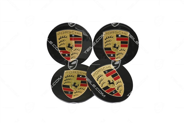 Center cap set, concave, coloured crest, black high gloss