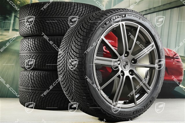 20" Panamera Turbo Winterräder Satz, Felgen 9,5J x 20 ET71 + 10,5J x 20 ET71 + NEUE Michelin Winterreifen 275/40 R20 + 315/35 R20, Turbonit