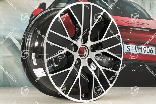 20" Felge Taycan Turbo Aero, 9J x 20 ET54, schwarz hochglanz mit glanzgedrehter Stirnfläche