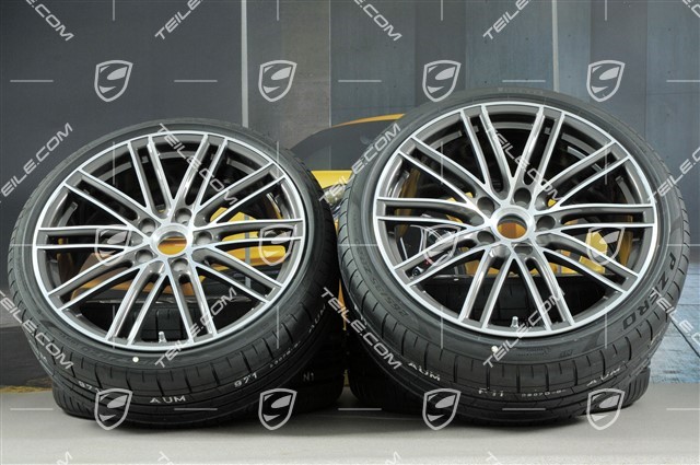 20-inch Turbo IV wheels set, rims 8,5J x 20 ET57 + 10,5J x 20 ET47 + NEW Pirelli summer tires 235/35 ZR20 + 265/35 ZR20, with TPMS