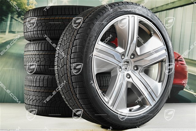 22" Macan Exclusive Design Winterräder Satz, Felgen 9J x 22 ET29 + 11J x 22 ET47 + Continental Winterreifen 255/40 R22 + 295/35 R22, in Platinsilber