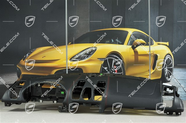 Schalttafelverkleidung / Armaturenbrett, Oberteil, Sport Chrono, Leder Schwarz/Karminrot