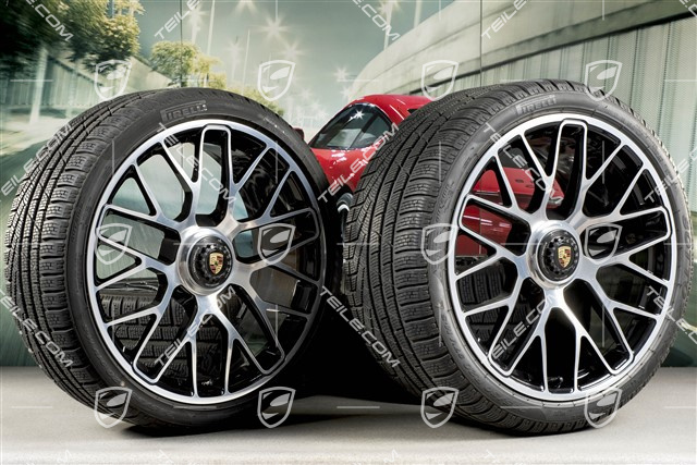 20" Turbo S Koła zimowe komplet do Turbo S, centralnie mocowane, felgi 8,5J x 20 ET51 + 11J x 20 ET59 + NOWE opony zimowe Pirelli Sottozero II 245/35 R20+295/30 R20, czujniki ciśnienia