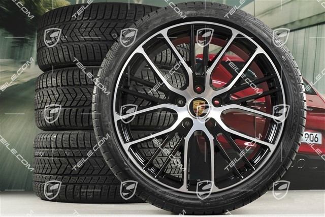 21" Koła zimowe, komplet "Exclusive Design Sport", felgi 9,5 J x 21 ET71 + 10,5 J x 21 ET71 + NOWE opony zimowe Pirelli Sottozero III 275/35 R21 + 315/30 R21, czarny wysoki połysk