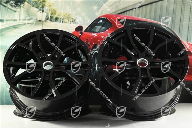 21" Komplet felg Cayenne Exclusive Design, 11J x 21 ET49 + 9,5J x 21 ET46, do Cayenne Coupé, czarny wysoki połysk