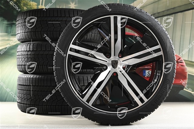 22-inch Macan Exclusive Design winter wheel set, rims 9J x 22 ET29 + 11J x 22 ET47 + NEW Continental winter tyres 255/40 R22 + 295/35 R22, black