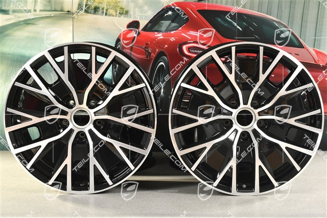 20" Felgensatz Turbo S Aero Design, 9J x 20 ET54 + 11J x 20 ET60, schwarz hochglanz mit glanzgedrehter Stirnfläche