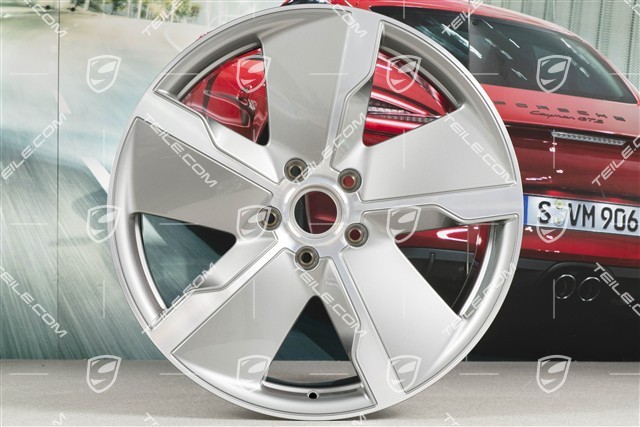 21" Felge Taycan Exclusive Design, 9,5J x 21 ET60, platinsilber, vorn, L