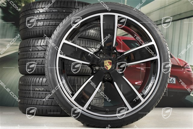22-inch Cayenne Coupé Summer wheel set Sport Classic, wheel rims 10J x 22 ET48 + 11,5J x 22 ET52 + NEW Pirelli summer tyres 285/35 R22 + 315/30 R22, with TPMS, black high gloss