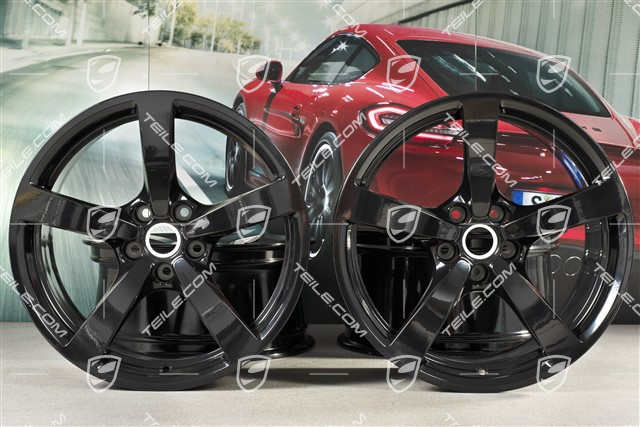 18-inch wheel rim set Macan, 8J x 18 ET21 + 9J x 18 ET21, black high gloss