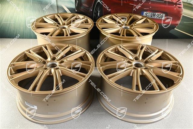 21" Komplet felg Panamera Exclusive, 9,5J x 21 ET71 + 11,5J x 21 ET69, Aurum