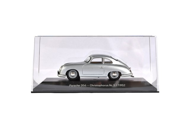Modellauto Porsche 356, Christophorus No. 1, 1952, silber, Maßstab 1:43