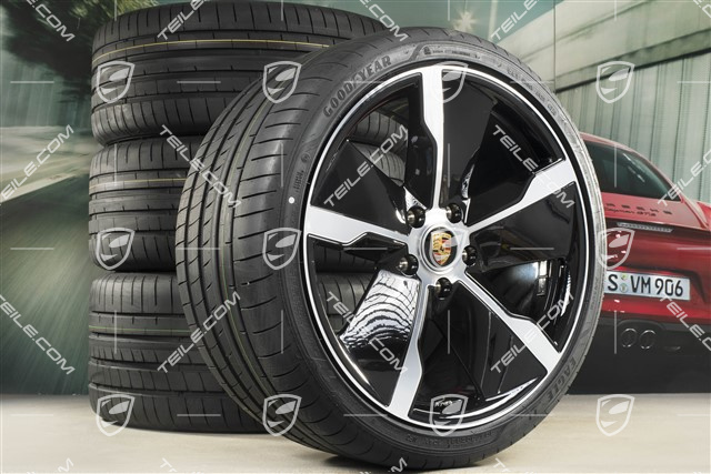 21" Exclusive Design summer wheel set, rims 9,5J x 21 ET60 + 11,5J x 21 ET66 + NEW Goodyear summer tyres 265/35 R21 + 305/30 R21, black