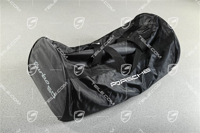 Abdeckhülle / Car Cover, für Innen, Turbo / Turbo S, Jubiläumversion „50 Jahre Turbo“ , in Schwarz, mit Porsche Wappen, "Turbo 50" Schriftzug und Startnummer "74"
