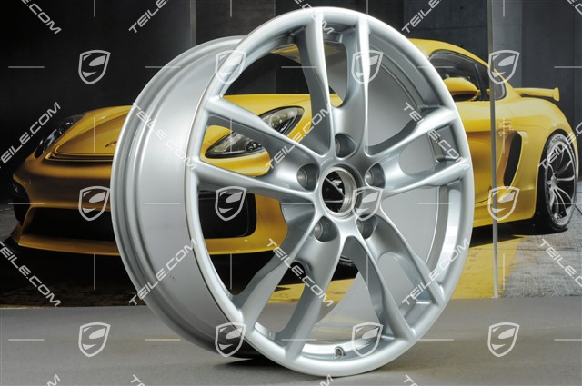19" Boxster S III Felgensatz, 8J x 19 x ET 57 + 9,5J x 19 x ET 45, Felgenstern in Rhodiumsilbermetallic