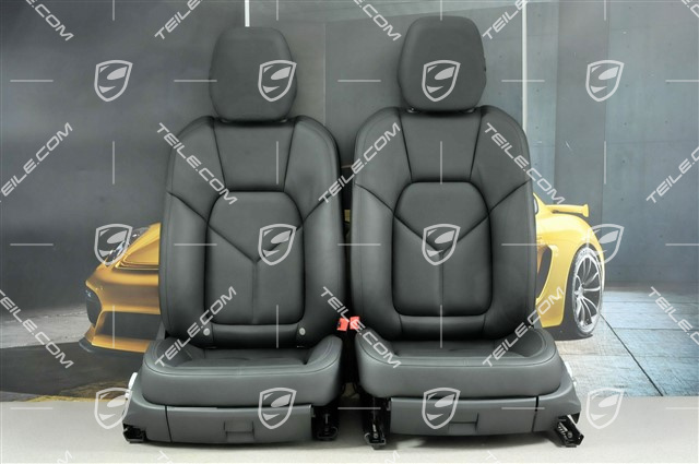 Seats, elect. adjustment, leather, black, set (L+R)