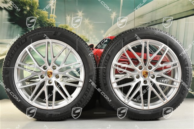 21" Cayenne COUPE "RS Spyder Design" Winterräder Satz, Felgen 9,5J x 21 ET46 + 11,0J x 21 ET49 + NEUE Michelin Pilot Alpin 5 SUV Winterreifen 285/45 R21 + 305/40 R21, mit RDK-Sensoren