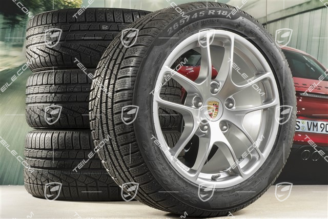 18" Cayman koła zimowe komplet, felgi 8J x 18 ET57 + 9,5J x 18 ET49, opony zimowe Pirelli Sottozero II 235/45 R18 + 265/45 R18