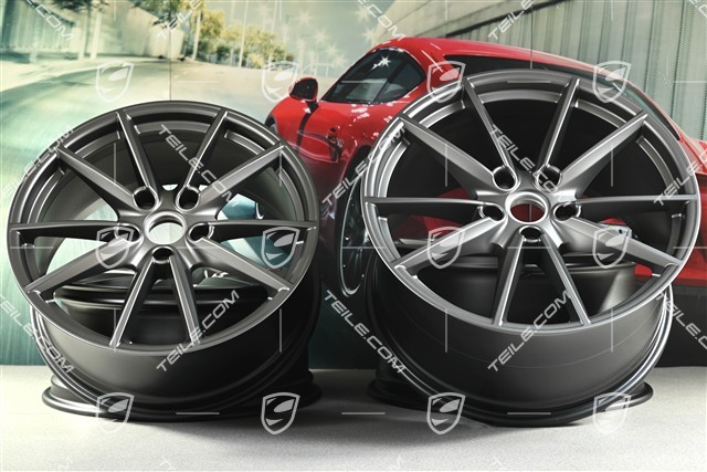 20"+21" Felgensatz Carrera S, Felgen 8,5J x 20 ET53 + 11J x 21 ET66, platinum-seidenmatt