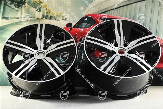 22-inch Macan Exclusive Design wheel rim set, 9J x 22 ET29 + 11J x 22 ET47, black high gloss