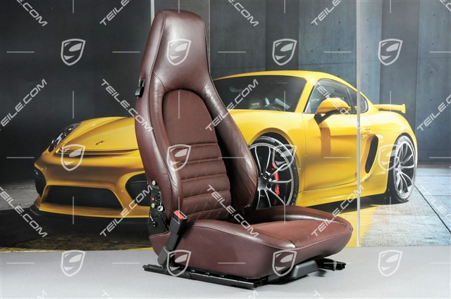 Fotel, regulowane el., skóropodobne środkowa część materiałowa z napisami Porsche, Burgund, L