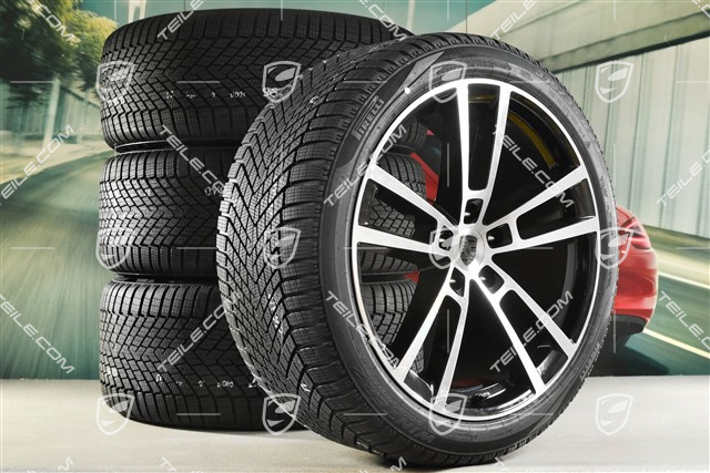 22" Winterräder Sport Design, Felgen 10J x 22 ET48 +11,5J x 22 ET52 + NEUE Pirelli Winterreifen 285/40 R22 + 315/35 R22, in Schwarz Hochglanz