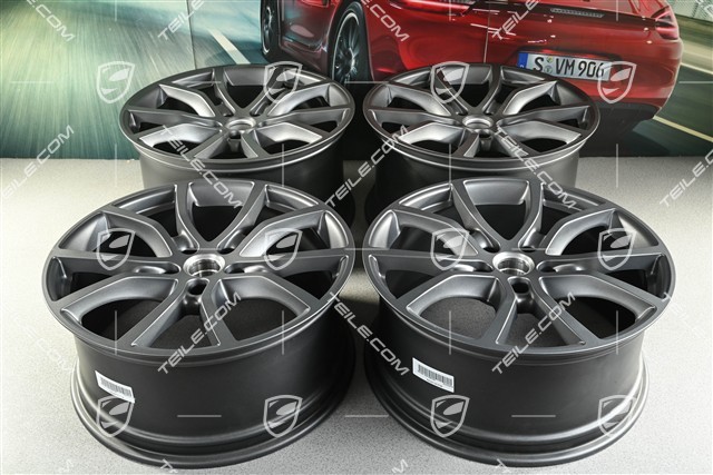 21-inch wheel rim set Cayenne Exclusive Design, 11J x 21 ET49 + 9,5J x 21 ET46, for Cayenne Coupé, Vesuvius grey
