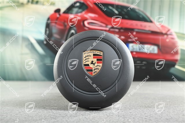 Airbag unit, steering wheel, Black ring / band, leatherette, Black